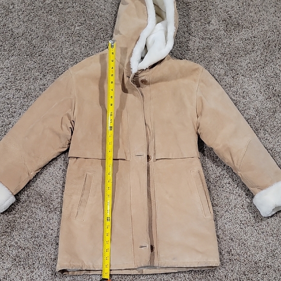J PERCY for Marvin Richards Tan Leather Suede Hooded Zipper Coat Womans XS - Picture 4 of 7